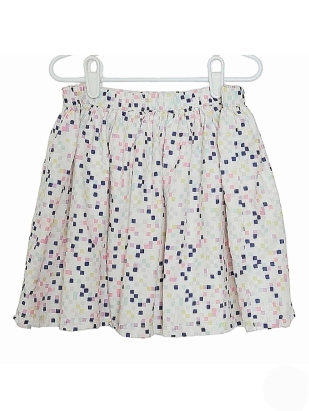 K1194 * Gymboree Girls Square Print Skirt White Blue Pink Size 10